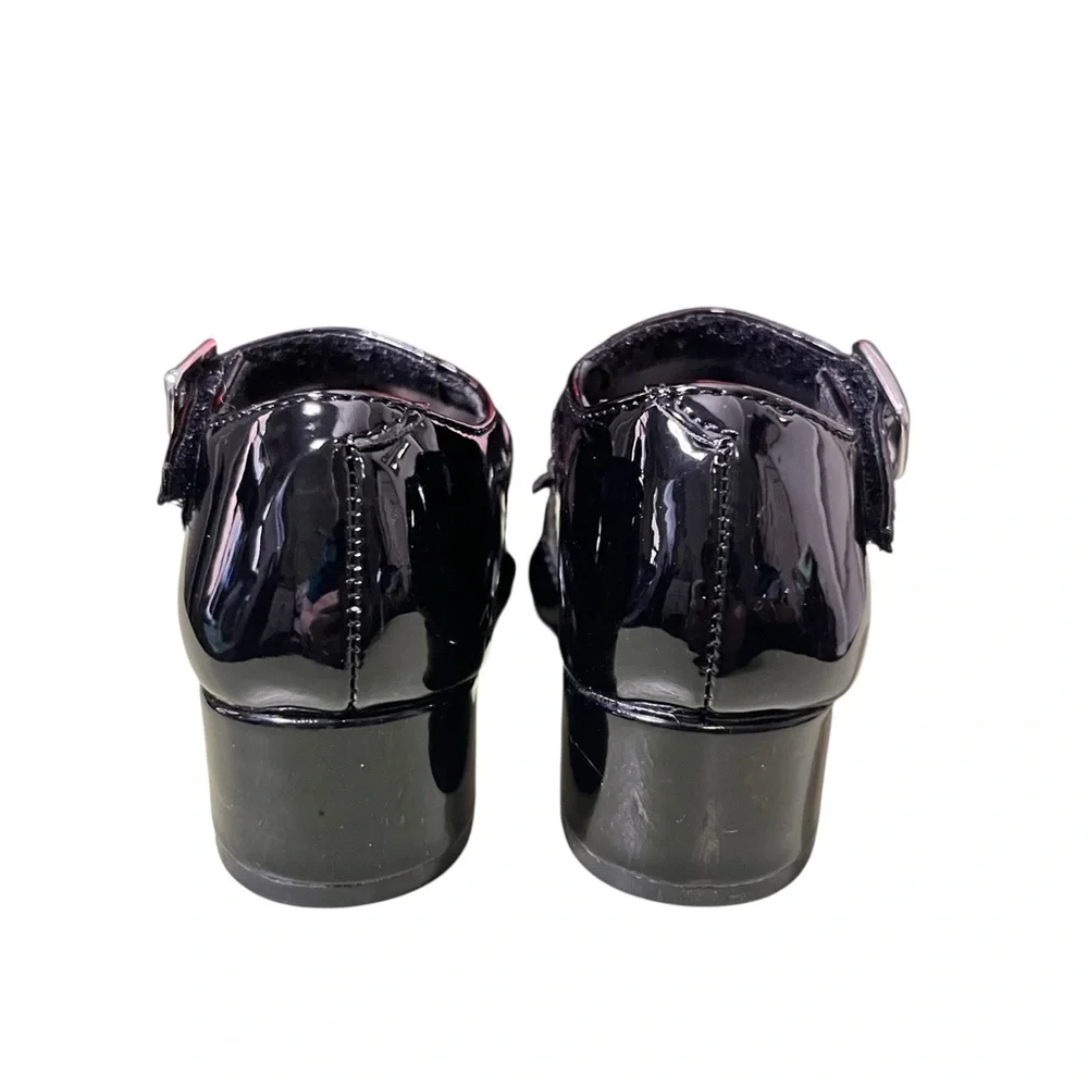 Rachel Shoes Black Patent Dress Shoes With Rhinestone Hearts Size 6